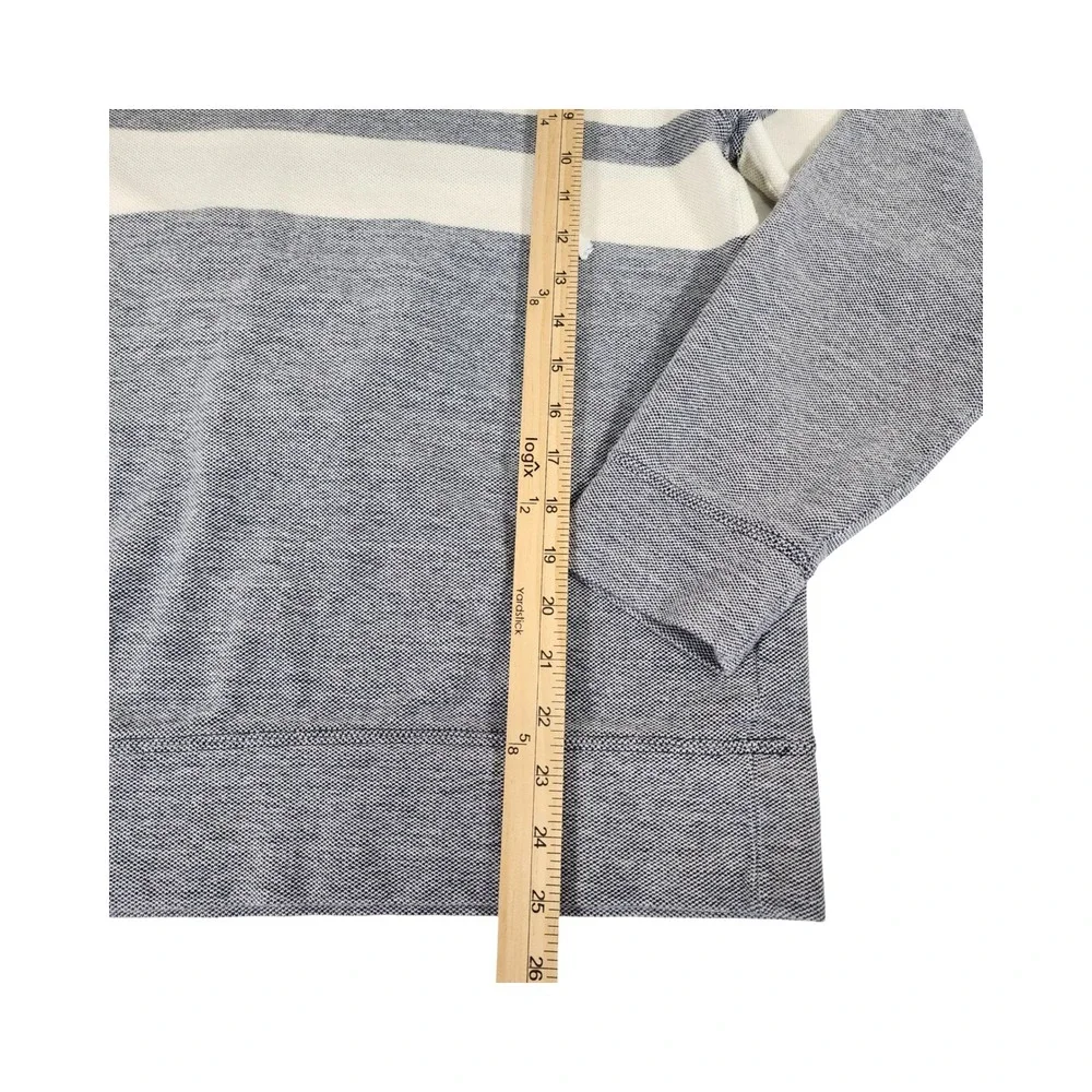 Banana Republic‎ Mens Heathered Gray Shawl Collar Stripe Pullover Sweatshirt L